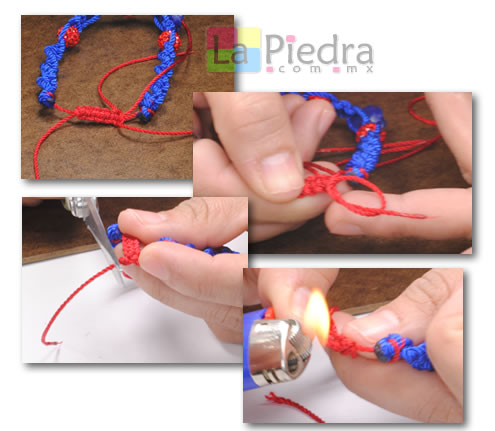 Como hacer pulseras de shamballa en espiral con flor coral y Dije Bola de fuego_ paso_11