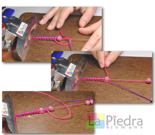 Como hacer pulseras de Shambala con dije bola de fuego _paso_7