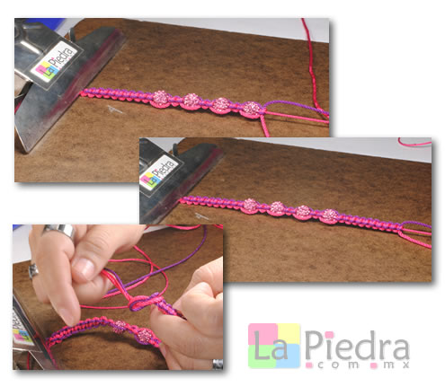 Como hacer pulseras de Shambala con dije bola de fuego _paso_8
