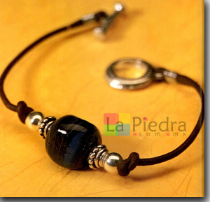 pulsera de piel con cristal