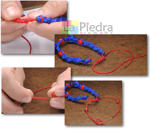 Como hacer pulseras de shamballa en espiral con flor coral y Dije Bola de fuego_ paso_12