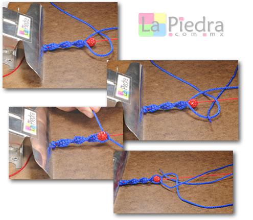 Como hacer pulseras de shamballa en espiral con flor coral y Dije Bola de fuego_ paso_5