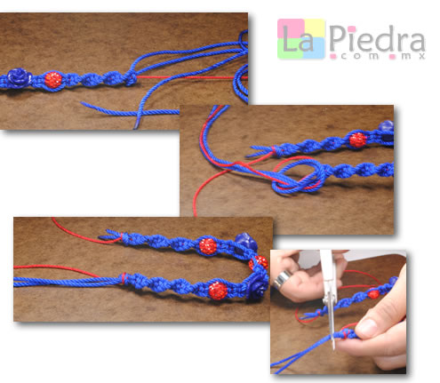 Como hacer pulseras de shamballa en espiral con flor coral y Dije Bola de fuego_ paso_8