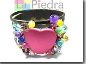 pulsera de cuero con cristal